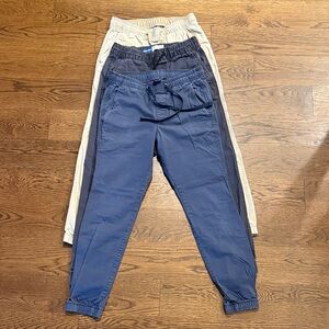 Three pair of Jogger Pants from Gap and Old Navy - Blue, Grey, and Beige